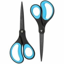 BENOBBY KIDS 2er-Pack 8-Zoll-Antihaft-Titan-Schere, Komfortabler Griff, Edelstahl, Professionell, Gerade Mehrzweckschere Für DIY-Bürohandwerk (Blau/Schwarz)