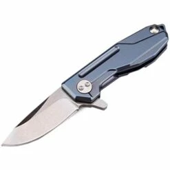 BENOBBY KIDS Ultra-Mini-Taschen-Flipper-Klappmesser, 1,3-Zoll-D2-Tropfenpunkt-Satinklinge, TC4-Titan-Griff Mit Frame-Lock-Lanyard, Micro EDC Kleines Geschenk-Schlüsselanhänger-Kettenmesser, Blau