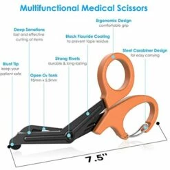 BENOBBY KIDS Trauma-Schere Mit Karabiner, 7,5-Zoll-Verband-Pflegeschere, Hochwertige Fluoridbeschichtete Chirurgische Schere Für Krankenschwestern, Ärzte, Krankenpflegestudenten, Erste Hilfe, EMT Und EMS Orange -Angebote Schneidwerkzeug Store 67070400 4