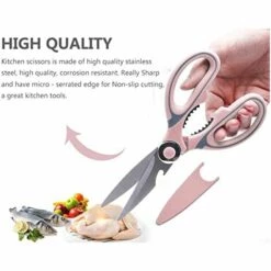 BENOBBY KIDS Küchenschere Hochleistungsschere, Scharfe Mehrzweck-Küchenschere Aus Edelstahl, Küchenschere Für Huhn/Geflügel/Fleisch/Gemüse/Kräuter/Grill (Rosa)