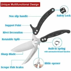 BENOBBY KIDS K��chenschere, Strapazierf?hige, Federbelastete K��chenschere Mit Wellenschliff, Abnehmbar Wie Ein Hackmesser, Multifunktionale Edelstahlschere F��r Huhn, Gefl��gel, Fisch, Kr?uter, Schwarz -Angebote Schneidwerkzeug Store 67070767 5