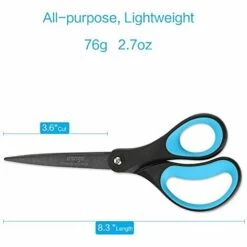 BENOBBY KIDS 2er-Pack 8-Zoll-Antihaft-Titan-Schere, Komfortabler Griff, Edelstahl, Professionell, Gerade Mehrzweckschere Für DIY-Bürohandwerk (Blau/Schwarz)