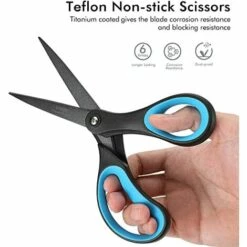 BENOBBY KIDS 2er-Pack 8-Zoll-Antihaft-Titan-Schere, Komfortabler Griff, Edelstahl, Professionell, Gerade Mehrzweckschere Für DIY-Bürohandwerk (Blau/Schwarz) -Angebote Schneidwerkzeug Store 67071059 5