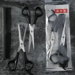 FUIENKO 3 Stücke Haar Cutter Schere Friseur Schere Barber Haar Schneiden Ausdünnung Schere Set Haar Schere Regelmäßige Flache Zähne Klingen,3pcs -Angebote Schneidwerkzeug Store 67129839 3