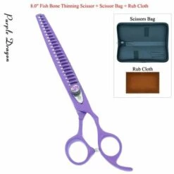 FUIENKO Lila Drachen 8.0 "Große Haustiere Ausdünnung Schere Hunde Scheren Japan Stahl 9CR Professionelle Pflege Schere Hund Haar Clipper B0059B,B0059B-10-80