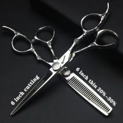 FUIENKO 5.5/6/7/7,5 Zoll Professionelle Barber Schere Japan 440c Salon Scheren Barber Shop Schneiden Scheren Set Rasiermesser Friseur Schere,6 Inch 2PC