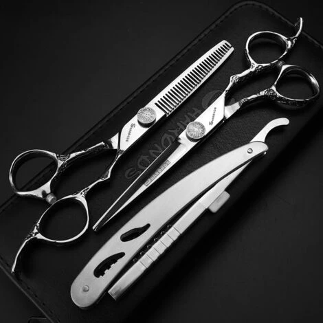 FUIENKO 5.5/6/7/7,5 Zoll Professionelle Barber Schere Japan 440c Salon Scheren Barber Shop Schneiden Scheren Set Rasiermesser Friseur Schere,6 Inch 2PC 4 FUIENKO 5.5/6/7/7,5 Zoll Professionelle Barber Schere Japan 440c Salon Scheren Barber Shop Schneiden Scheren Set Rasiermesser Friseur Schere,6 Inch 2PC – Bild 4