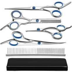 FUIENKO Hundesalon Schere Kit Katze Hund Haar Schneiden Maschine Haustiere Haar Trimmer Set,scissors Set A