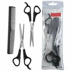 FUIENKO Haushalt Friseur Schere Ausdünnung Schere Haar Schneiden Barber Schere Flach Zahn Scissor Kamm 3 Stücke Set Haar Styling Werkzeuge