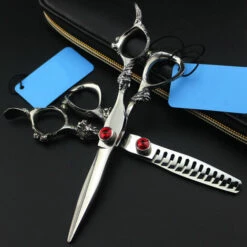 FUIENKO Professionelle JP 440c Stahl 6 ''Edelstein Scissor Drachen Haar Schere Haarschnitt Verdünnung Barber Schneiden Scheren Friseur Schere,set With Bag