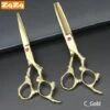 Fuienko 2 Stücke 6 Inch Edelstahl Friseur Schere Schneiden Profi Barber Razor Scher Für Männer Frauen Kinder Salon,C-Gold