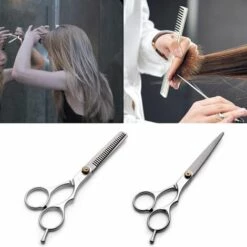 FUIENKO Friseur Schere 5.5/6 Zoll Haar Schere Barber Schere Schneiden Verdünnung Styling Werkzeug Friseur Scher,silver-6inch -Angebote Schneidwerkzeug Store 67130057 5