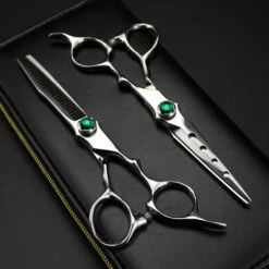 FUIENKO Anpassen Logo Japan 440c Stahl 6 ''scissor Green Edelstein Haar Schere Schneiden Friseur Haarschnitt Ausdünnung Schere Friseur Schere,set With Bag