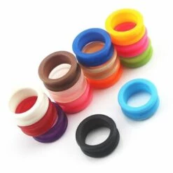 FUIENKO 10 Stücke Professionelle Matte Silica Gel Haar Schere Ring Schneiden Barber Schleife Scissor Kreis Schere Ring Friseur Schere Ringe,Black