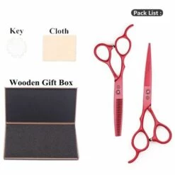 FUIENKO Links Hand Friseur Schere Set 6.0 "17,5 Cm Lila Drachen JP Stahl 8001# Ausdünnung Schere Schneiden Schere Barber Haar Schere,8001 Hong-D 6H