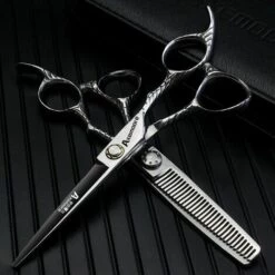 FUIENKO 6-zoll Flache Schere, Spurlose V-zahn Zahn Schere, Geweih Schere, Haar Salon Spezielle Haircutting Und Ausdünnung Schere,Number Three