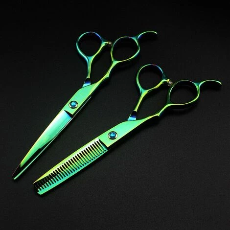 FUIENKO Professionelle Japan 440c Linkshänder 6 ''grün Haar Schere Haarschnitt Verdünnung Barber Makas Schneiden Scheren Friseur Schere,6 Inch Set 2 FUIENKO Professionelle Japan 440c Linkshänder 6 ''grün Haar Schere Haarschnitt Verdünnung Barber Makas Schneiden Scheren Friseur Schere,6 Inch Set – Bild 2