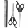 FUIENKO 3 Pcs Haar Schere Schneiden Schere Salon Professional Barber Haar Schneiden Verdünnung Friseur Styling Werkzeug Friseur Kamm,Black