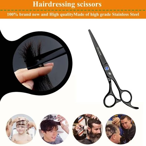FUIENKO 6 Zoll Schneiden Verdünnung Styling Werkzeug Haar Schere Edelstahl Salon Friseur Scheren Regelmäßige Flache Zähne Klingen,Black,Polen 2 FUIENKO 6 Zoll Schneiden Verdünnung Styling Werkzeug Haar Schere Edelstahl Salon Friseur Scheren Regelmäßige Flache Zähne Klingen,Black,Polen – Bild 2
