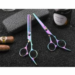 FUIENKO Professionelle 6 Zoll Multicolor Edelstahl Friseur Schere Haarschnitt Schneiden Schere Schneiden Verdünnung Barber Makas Schere,Blue Thinning -Angebote Schneidwerkzeug Store 67130353 4