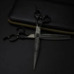 FUIENKO Professionelle 7 ''Schwarz Damaskus Scissor Gehobenen Haar Schere Schneiden Barber Werkzeuge Haarschnitt Ausdünnung Schere Friseur Schere,set With Bag