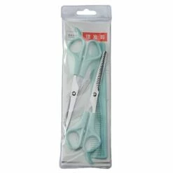FUIENKO Haushalt Friseur Schere Ausdünnung Schere Haar Schneiden Barber Schere Flach Zahn Scissor Kamm 3 Stücke Set Haar Styling Werkzeuge,Himmel Blau