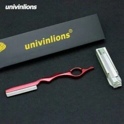 FUIENKO Augenbraue Bart Körper Schneiden Klinge Achsel Haar Rasierer Friseur Messer Barber Razor Gerade Friseursalon Rasierer Klinge Haarschnitt,Rot