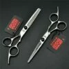FUIENKO Friseur Schere 6,0 Zoll Japan 440C Original Barber Schere Salon Haare Schneiden Scheren Haarschnitt Scissor Set,Black Flat And Tooth