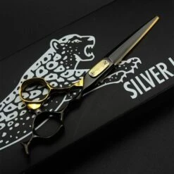 FUIENKO 6,0 Schwarz Gold 440C JaGua Haar Schere Fall Schneiden Schere Dünner Schere Haar Barber Barbearia Profissional Acessorios,Cutting Scissors
