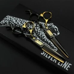FUIENKO 6,0 Schwarz Gold 440C JaGua Haar Schere Fall Schneiden Schere Dünner Schere Haar Barber Barbearia Profissional Acessorios,Cutting Scissors -Angebote Schneidwerkzeug Store 67130649 4
