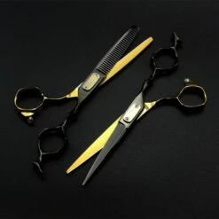 FUIENKO 6,0 Schwarz Gold 440C JaGua Haar Schere Fall Schneiden Schere Dünner Schere Haar Barber Barbearia Profissional Acessorios,Cutting Scissors -Angebote Schneidwerkzeug Store 67130649 5