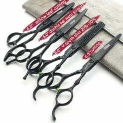 FUIENKO 6 Zoll Schwarz Bambus Schere Japanischen 440c Stahl Haarschnitt Schere Friseur Clipper Friseur Haar Scheren Barber Scissor,6 Inch 4PC -Angebote Schneidwerkzeug Store 67130700 4