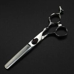 FUIENKO 6 Zoll Schwarz Schädel Kopf Schere Friseur Scissors Hair Professional Barber Schere Set Haar Schneiden Scheren,6 Inch Thinning