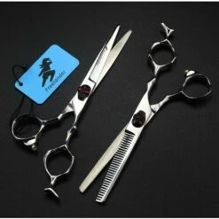 FUIENKO 6 Zoll Schwarz Schädel Kopf Schere Friseur Scissors Hair Professional Barber Schere Set Haar Schneiden Scheren,6 Inch Thinning -Angebote Schneidwerkzeug Store 67130735 4