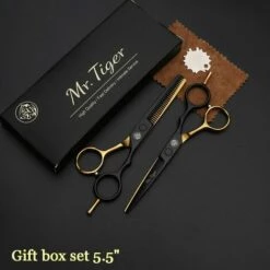 FUIENKO Scharfe Klinge 5,5 6,0 Zoll Friseur Schere Professional Hair Schere Set Haar Schneiden Scheren Barber Scissor Cut Razor Makas,55CTbox-HJSX