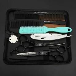 FUIENKO Scharfe Klinge 5,5 6,0 Zoll Friseur Schere Professional Hair Schere Set Haar Schneiden Scheren Barber Scissor Cut Razor Makas,55CTbox-HJSX -Angebote Schneidwerkzeug Store 67130766 5