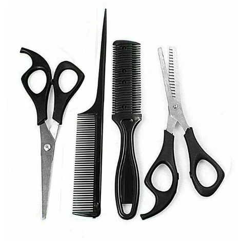 FUIENKO 4Pcs Salon Professional Barber Friseur Set Haar Schneiden Schere Kamm Ausdünnung Schere Flache Zähne Barber Styling Werkzeuge 1 FUIENKO 4Pcs Salon Professional Barber Friseur Set Haar Schneiden Schere Kamm Ausdünnung Schere Flache Zähne Barber Styling Werkzeuge
