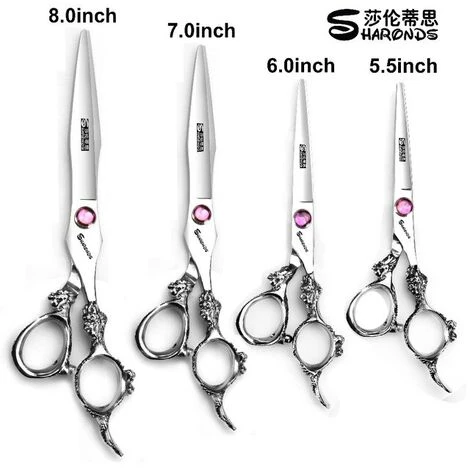 FUIENKO Sharonds 6/7/8/9 Zoll Silber Schwarz Drachen Griff Salon Friseur Schere Hohe Qualität 440c Stahl Professional Hair Schere,4PC 1 FUIENKO Sharonds 6/7/8/9 Zoll Silber Schwarz Drachen Griff Salon Friseur Schere Hohe Qualität 440c Stahl Professional Hair Schere,4PC