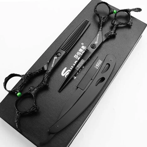 FUIENKO Sharonds 6/7/8/9 Zoll Silber Schwarz Drachen Griff Salon Friseur Schere Hohe Qualität 440c Stahl Professional Hair Schere,4PC 5 FUIENKO Sharonds 6/7/8/9 Zoll Silber Schwarz Drachen Griff Salon Friseur Schere Hohe Qualität 440c Stahl Professional Hair Schere,4PC – Bild 5