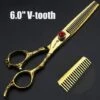 FUIENKO Neue 6 Inch 440c Schere Professional Hair Schneiden Schere Friseur Schere Friseur Ausdünnung Drachen Griff Haar Schere,6.0 V-tooth