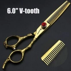 FUIENKO Neue 6 Inch 440c Schere Professional Hair Schneiden Schere Friseur Schere Friseur Ausdünnung Drachen Griff Haar Schere,6.0 V-tooth