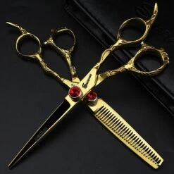 FUIENKO Neue 6 Inch 440c Schere Professional Hair Schneiden Schere Friseur Schere Friseur Ausdünnung Drachen Griff Haar Schere,6.0 V-tooth -Angebote Schneidwerkzeug Store 67130828 3