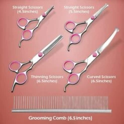 FUIENKO Hundesalon Schere Kit Katze Hund Sicherheit Runde Spitze Haar Schere Für Tiere Volle Körper Barber Zubehör,pink 6pcs -Angebote Schneidwerkzeug Store 67130856 5