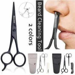 FUIENKO 3PCS Herren Bart Schnurrbart Kamm Nase Ohr Schere Trimmen Kit Tragbare Herren Haar Trimmen Pflege Gesichts Bart Schere Set,black,Vereinigten Staaten -Angebote Schneidwerkzeug Store 67130859 3