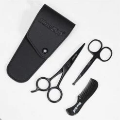 FUIENKO 3PCS Herren Bart Schnurrbart Kamm Nase Ohr Schere Trimmen Kit Tragbare Herren Haar Trimmen Pflege Gesichts Bart Schere Set,black,Vereinigten Staaten -Angebote Schneidwerkzeug Store 67130859 4
