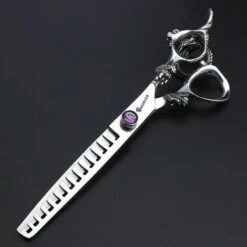 FUIENKO Schere Werkzeug Set 7 Zoll Flach Geschnitten Zahn Schere Edelstahl Hundesalon Schere Edelstahl Haarschnitt,7 Inch Thin