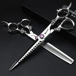FUIENKO Schere Werkzeug Set 7 Zoll Flach Geschnitten Zahn Schere Edelstahl Hundesalon Schere Edelstahl Haarschnitt,7 Inch Thin -Angebote Schneidwerkzeug Store 67131166 3