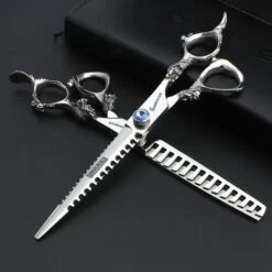 FUIENKO Schere Werkzeug Set 7 Zoll Flach Geschnitten Zahn Schere Edelstahl Hundesalon Schere Edelstahl Haarschnitt,7 Inch Thin -Angebote Schneidwerkzeug Store 67131166 5