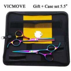 FUIENKO Japan Stahl 5,5 6,0 Zoll Friseur Schere Haar Barber Schere Set Schneiden Scheren Verdünnung Schere Haarschnitt,gift Add Case Set