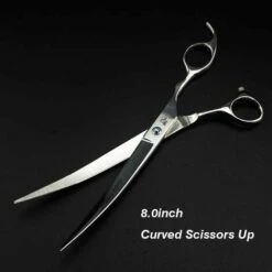 FUIENKO 8 Zoll Hundesalon Kit Hund Schere Set High Class Pet Schere Haarpflege & Styling Werkzeuge 440C Japan,Curved Scissors Up